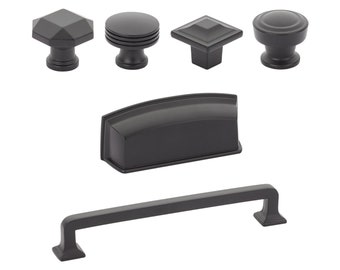 Moderna Matte Black Cabinet Drawer Pulls - Modern Kitchen Drawer Handles and Cabinet Hardware