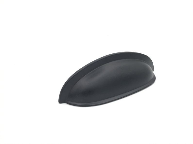 Matte Black Neet Cup Pull. Drawer Pull. Cabinet Knob image 2