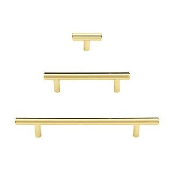 Unlacquered Brass T Bar Cabinet Pulls And Knobs In Polished Etsy