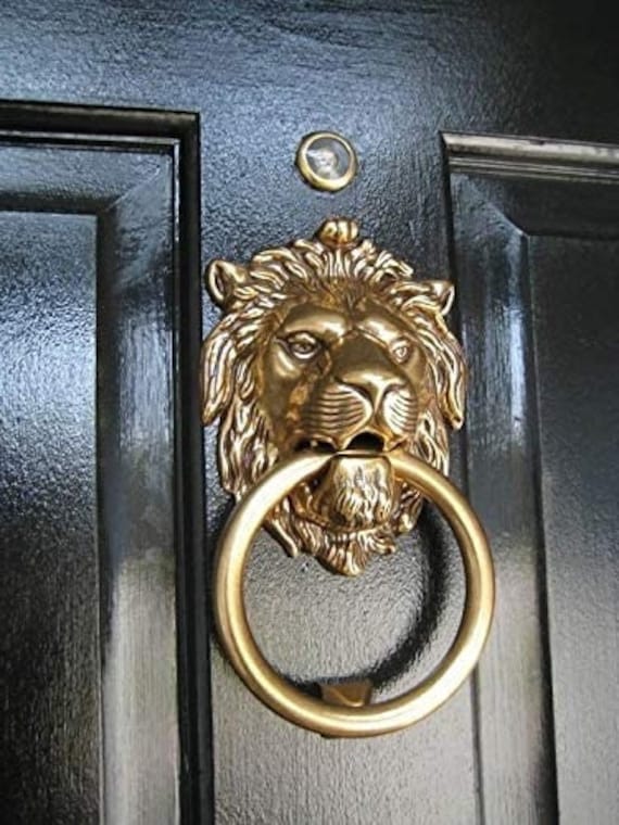 Brass Lionhead Lion Head Door Knocker Brass Door Knocker Holiday Gift 