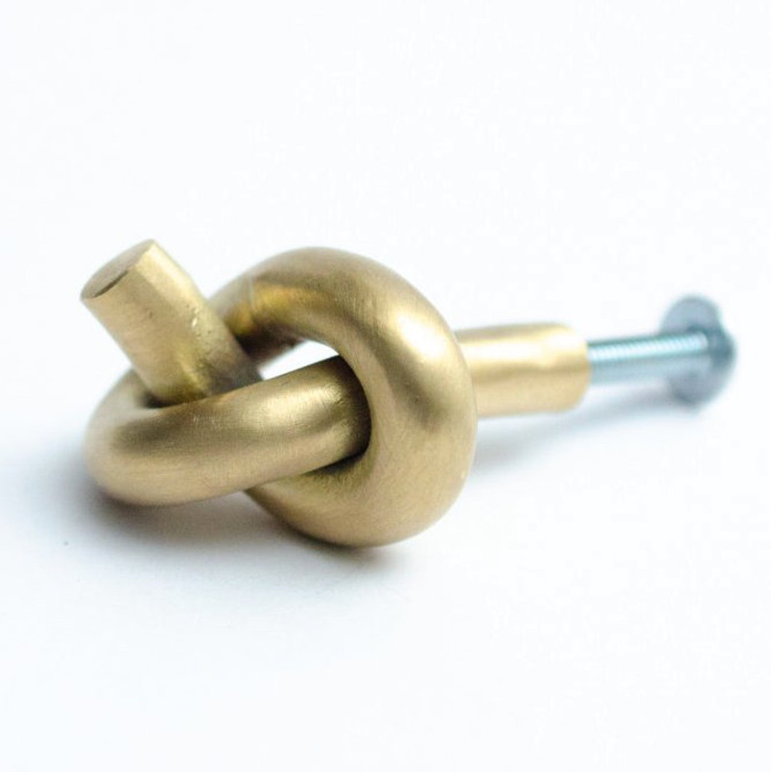 Brushed Unlacquered Brass knot Knob and Hook Luxury Designer