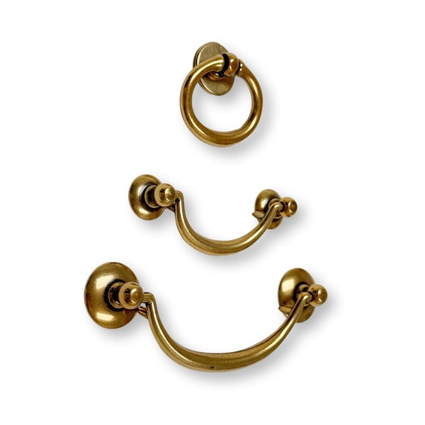 Brass Ring Pulls "Bail" Antique Brass Hardware Cabinet Pull Drawer Pull