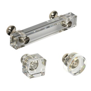 Vienna Polished Nickel and Lucite Cabinet Pulls and Knobs - Acrylic Cabinet Knobs Pulls