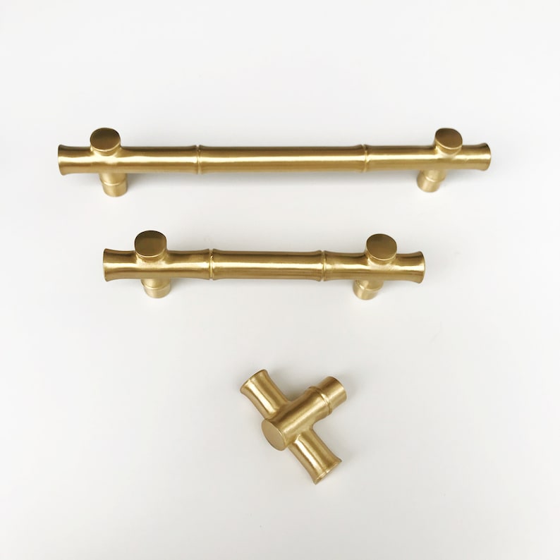 Asian Style Bamboo Satin Brass Knobs and Drawer Pulls Etsy