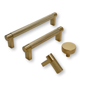 Knurled "Converse" Champagne Bronze Cabinet Knobs and Drawer Pulls | Cabinet Hardware