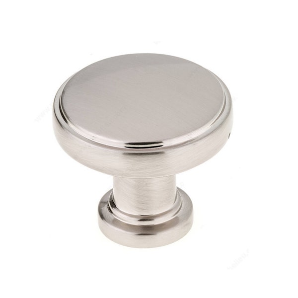 Luna Round Cabinet Knob - Satin Nickel Drawer Pull - Cabinet Pull - Drawer Pulls