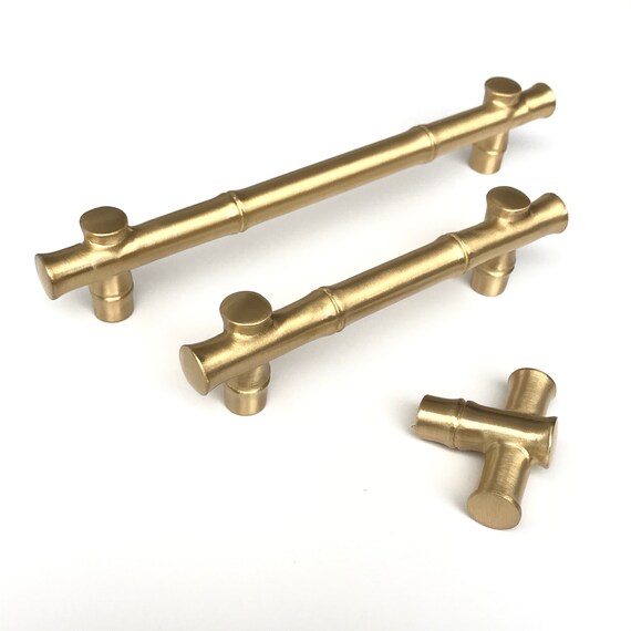 Asian Style Bamboo Satin Brass Cabinet Knobs And Drawer Pulls Bamboo Satin Brass Cabinet Knobs, Bamboo Style Cabinet Hardware