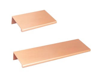 Brushed Copper "Bond" Tab Edge Finger Drawer Pulls in Various Sizes