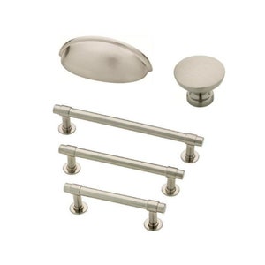 Satin Nickel "Farmhouse" Drawer Pulls and Knobs - Cabinet Hardware