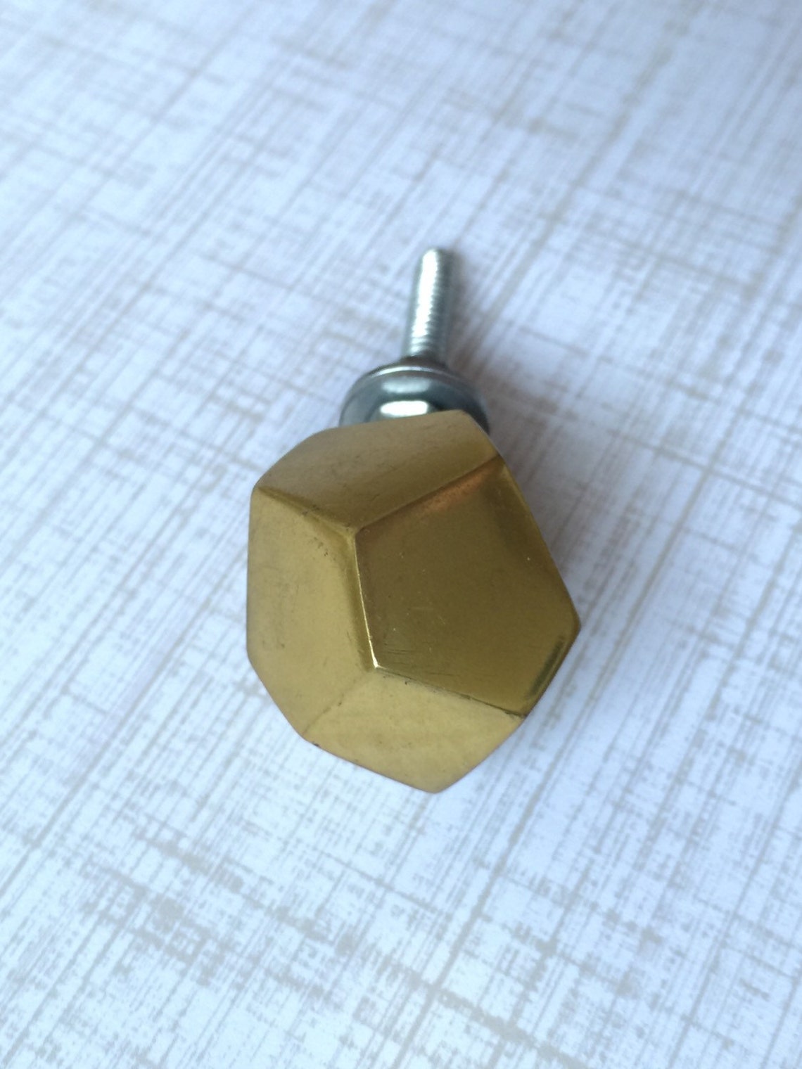 Brass Knob Brass Drawer Knob Faceted Geometric Etsy
