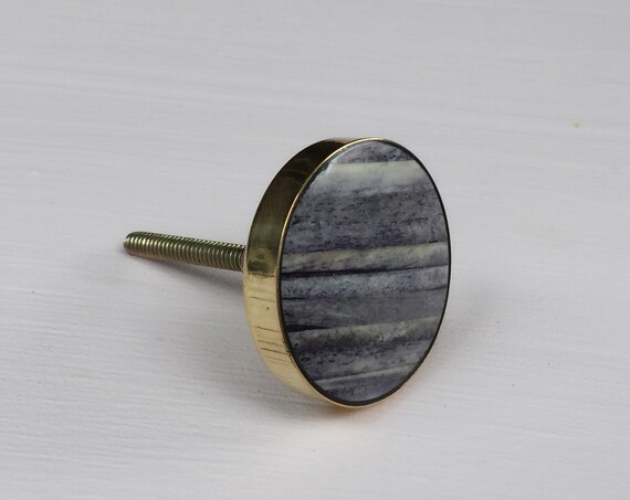 Grey And Brass Bone Cabinet Knob Etsy