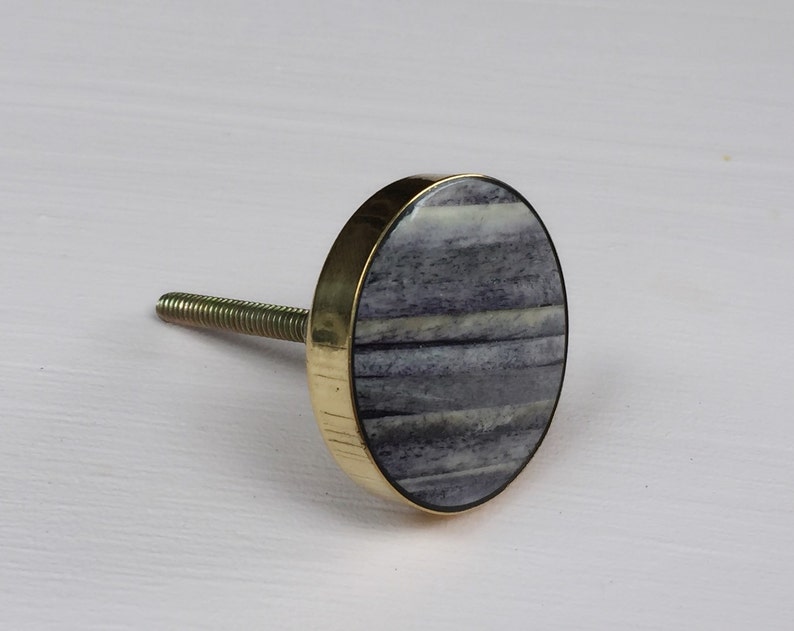 Grey And Brass Bone Cabinet Knob Image 0