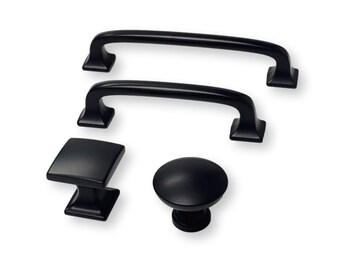 Matte Black "Loft" Cabinet Knobs and Drawer Pulls | Cabinet Kitchen Pulls | Cupboard Hardware