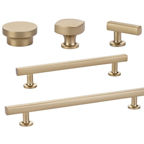 Luxe Brass Pulls and Knobs in Satin Brass Etsy