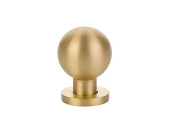 Luxe Brass Cabinet Ball Knob 1-1/8" in Satin Brass, Brass Cabinet Knob