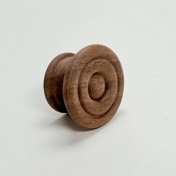 Round Walnut Cabinet Knob "Palmer" Wood Knob Kitchen Closet Furniture Hardware