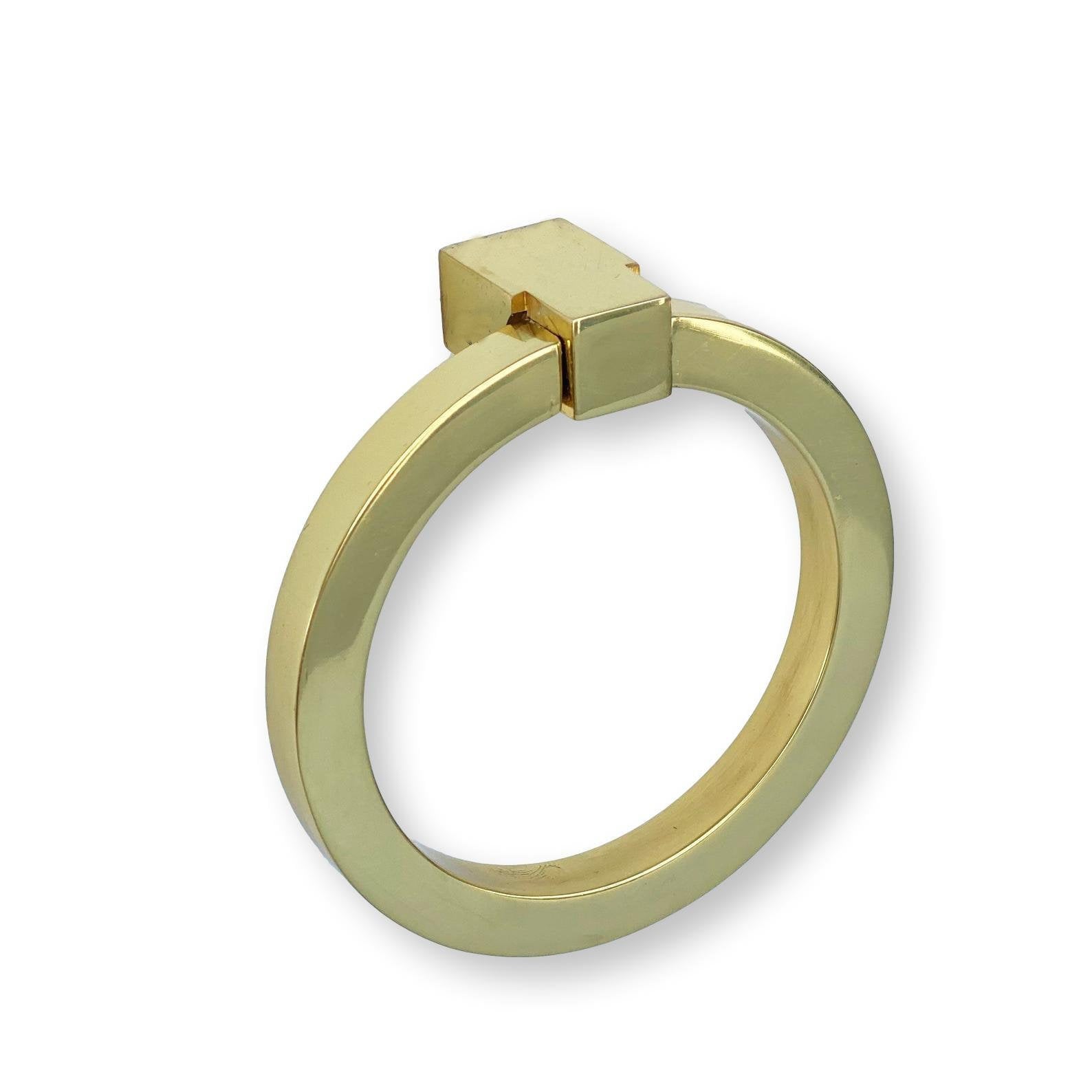 Ronda de latón pulido Zimi anillo tire de la | Etsy