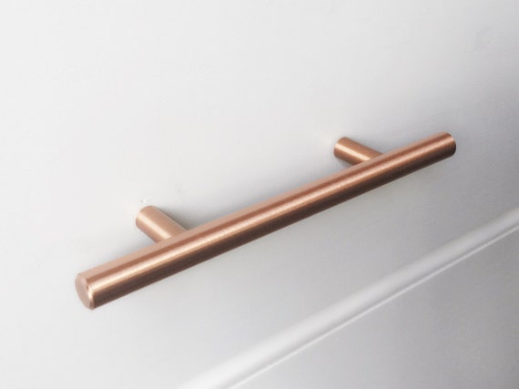 3 European Satin Copper T Bar Round Cabinet Pull Drawer Etsy