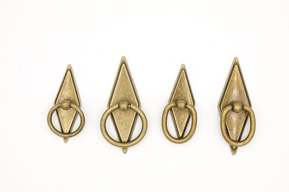 Antique Brass Ring Drawer Pulls Drawer Handles Rhombus Etsy