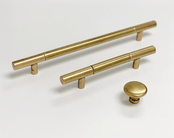 Brass Drawer Pulls "Sydney" in Aged Brass Drawer Handles - Cabinet Hardware