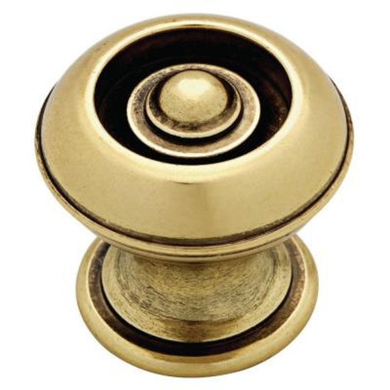 Reeded Antique Brass Knob Pull Kitchen Cupboard Brass Etsy