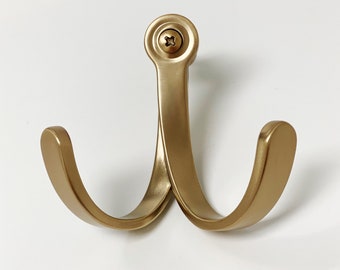 Champagne Bronze Modern Double Wall Hook Hat Towel Hook