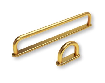 Satin Gold "D-Lite" Backplate Wire Drawer Pulls | Brass Cabinet and Furniture Hardware