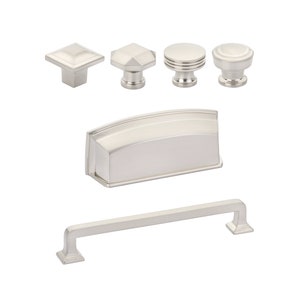 Brushed Nickel "Moderna" Cabinet Drawer Pulls- Kitchen Drawer Handle