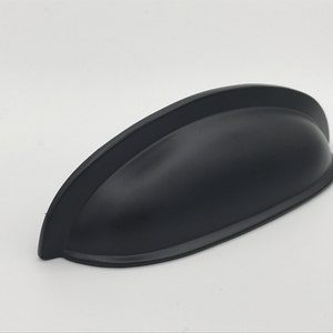 Matte Black Neet Cup Pull. Drawer Pull. Cabinet Knob image 4