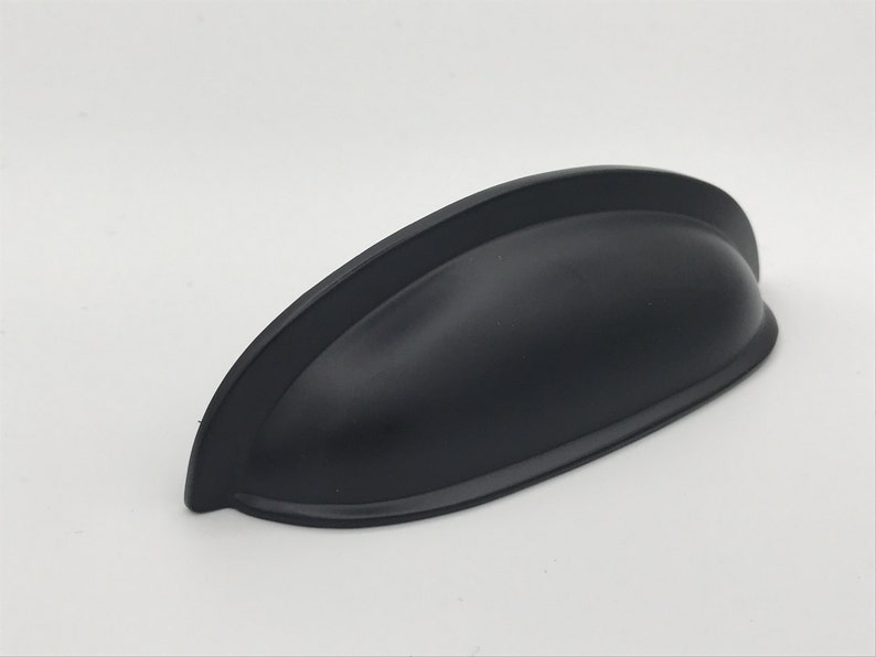 Matte Black Neet Cup Pull. Drawer Pull. Cabinet Knob image 4