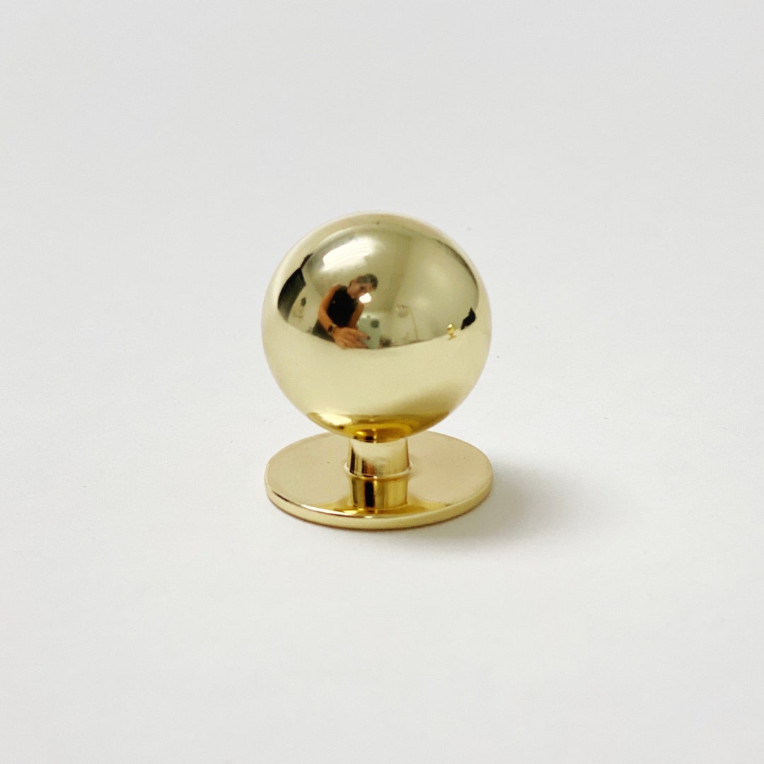 Brass Knob chandler Solid Polished Brass Ball Knob Midcentury