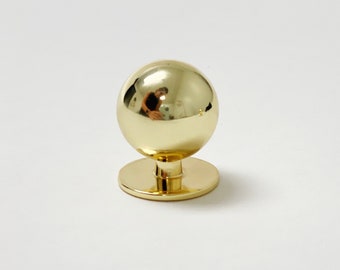 Brass Cabinet Knob "Chandler" Solid Polished Brass Ball Knob - Mid-Century Drawer Pull. Cabinet Knob