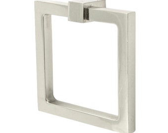 Satin Nickel Square "Zimi" Ring Pull Cabinet Knob, Furniture and Kitchen Hardware