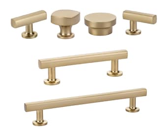 Geo Champagne Bronze Drawer Pulls, Knobs and Appliance Handles, Cabinet Knobs, T-Bar Brass Drawer Pulls in Champagne Bronze