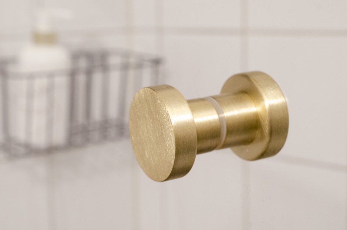 Brushed Brass Glass Shower Door Knob Shower Door Handle Pull Etsy