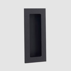 Rectangular Flush Knurled Matte Black Recess Door Pull - Recessed Closet and Drawer Handles