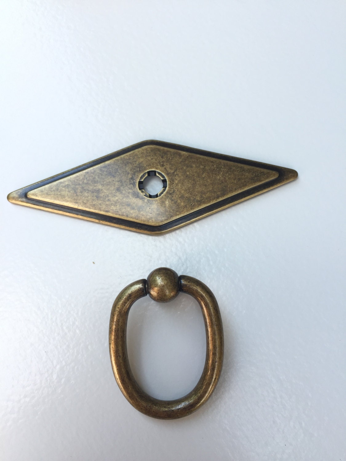 Antique Brass Ring Drawer Pulls Drawer Handles Rhombus Etsy