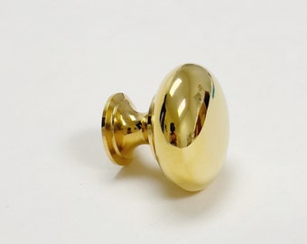 Unlacquered Brass Cabinet Knobs "Eloise" Round Knob - Kitchen Drawer Pull