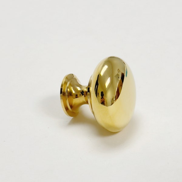 Unlacquered Brass Cabinet Knobs "Eloise" Round Knob - Kitchen Drawer Pull