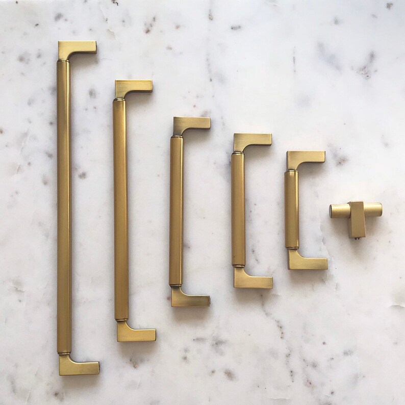 Paris Brass Drawer Pull. Modern Square Gold Drawer Pulls Etsy