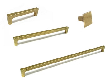 Lora Aged Brass Appliance and Drawer Pulls - Brass Furniture and Kitchen Hardware