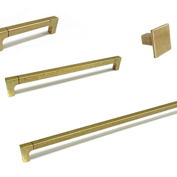 Lora Aged Brass Appliance and Drawer Pulls - Brass Furniture and Kitchen Hardware