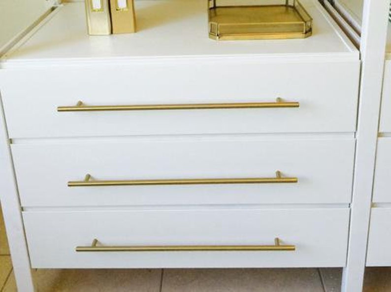 long brass "milano" drawer pull, cabinet handles, kitchen t-bar brass  drawer pulls