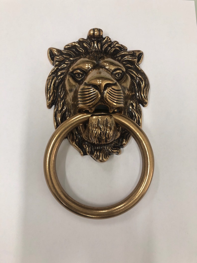 Brass Lionhead Lion Head Door Knocker Brass Door Knocker Holiday Gift image 6