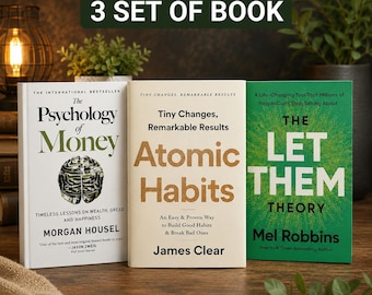 Colección de 3 libros: Hábitos atómicos, Psicología del dinero, Teoría del "déjalos ser" – Colección de crecimiento personal