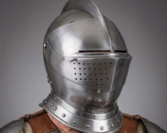 Medieval Knight Helmet | Steel Great Bascinet Helmet | Wearable Armor for LARP Cosplay  Reenactment | Wearable Armor for Cosplay & Display