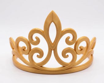 Gouden prinses tiara, 3D-geprinte kostuumkroon, fantasie cosplay zendspoel, Royal Queen diadeem, sprookje verjaardagsfeestje accessoire