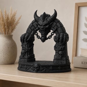 Dämonische Portal Statue, Tabletop RPG Gaming Terrain, Miniatur Tor Landschaft, Gothic Torbogen, Dark Fantasy Würfel Backdrop, Gamer Geschenk