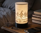 Danse Macabre Lithophane Lamp, 3D Printed Gothic Skeleton Table Light