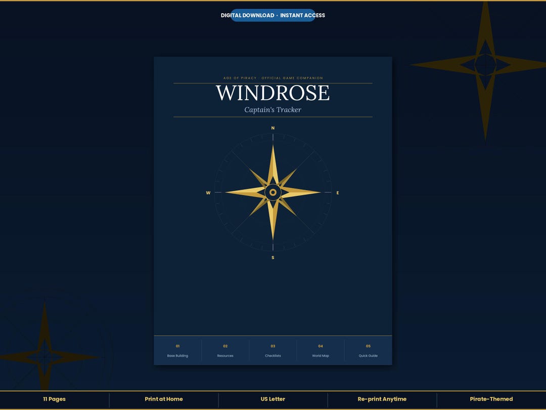 Windrose Captain's Tracker — Printable PDF Game Companion | Base ...